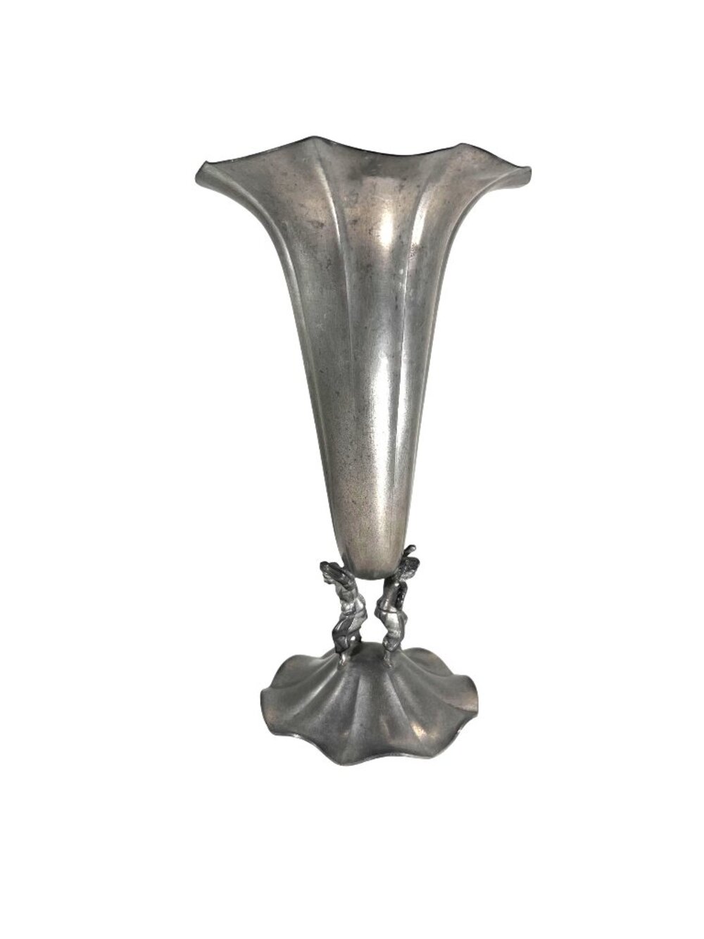 Vtg KSO Kayserzinn Pewter Art Nouveau Jugendstil Vase Women Figures P108 8.5 in
